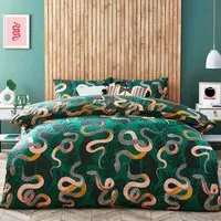 Serpentine King Size Duvet Cover Set - Green