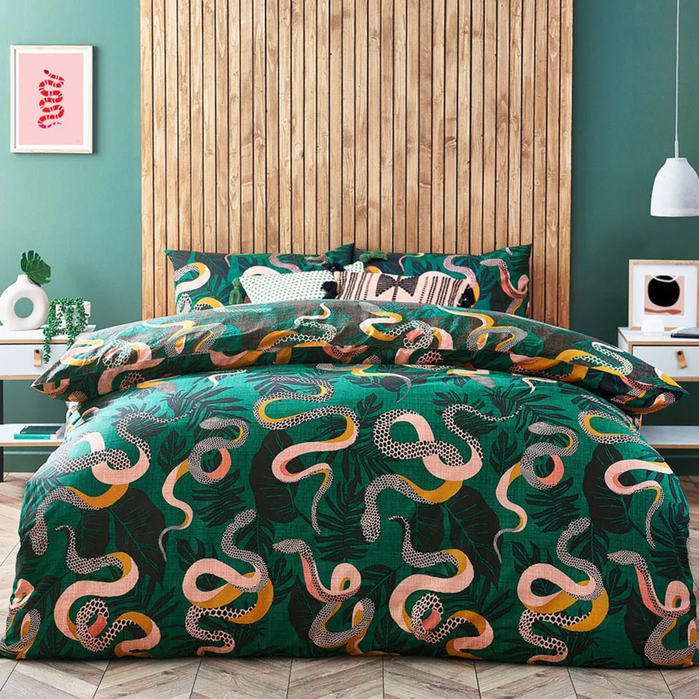 Serpentine King Size Duvet Cover Set - Green image