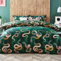 Serpentine Super King Size Duvet Cover Set - Green