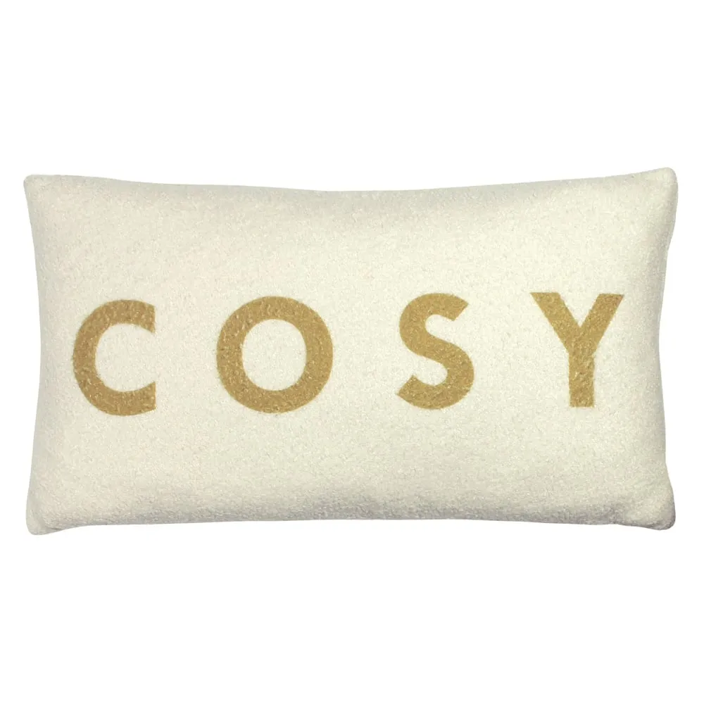 Shearling Natural Cosy Fleece Cushion - Cream, Polyester