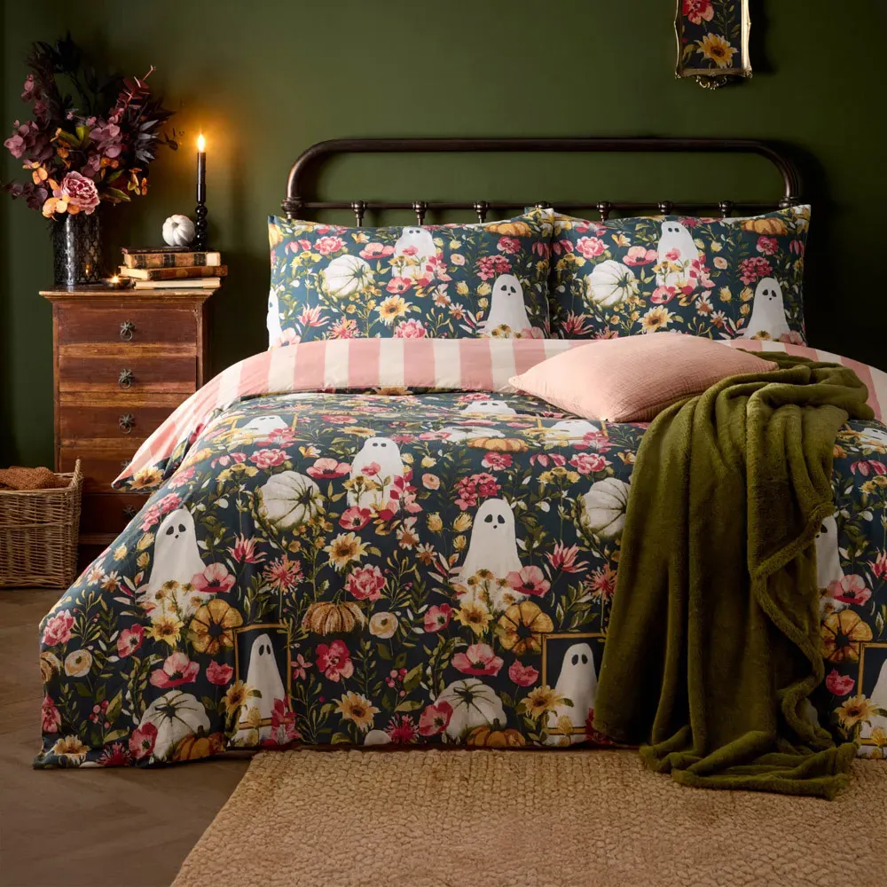 Single Botanical Printed Reversible Duvet Set - Multi