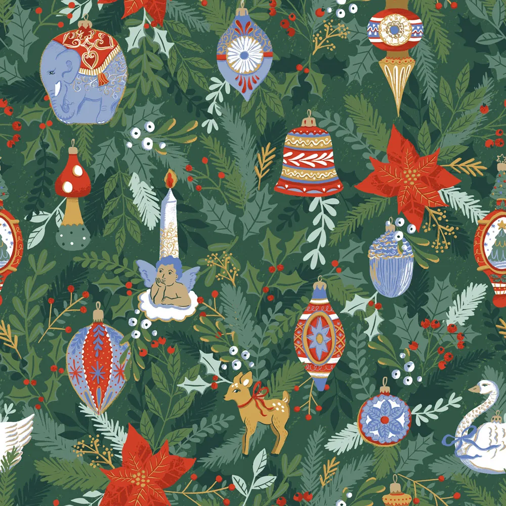 Single Deck the Halls Christmas Duvet Cover Set - Green