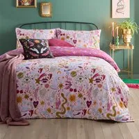 Single Enchanted Printed Reversible Duvet Set - Pink