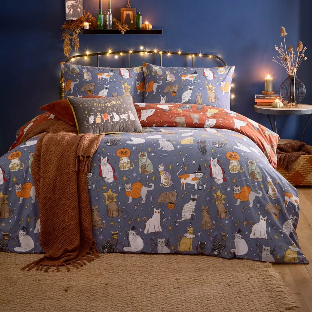 Single Halloween Pawty Reversible Duvet Set - Multi image