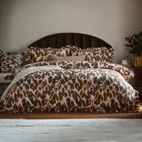 Single Leopard Printed Frill Trim Duvet Set - Multi
