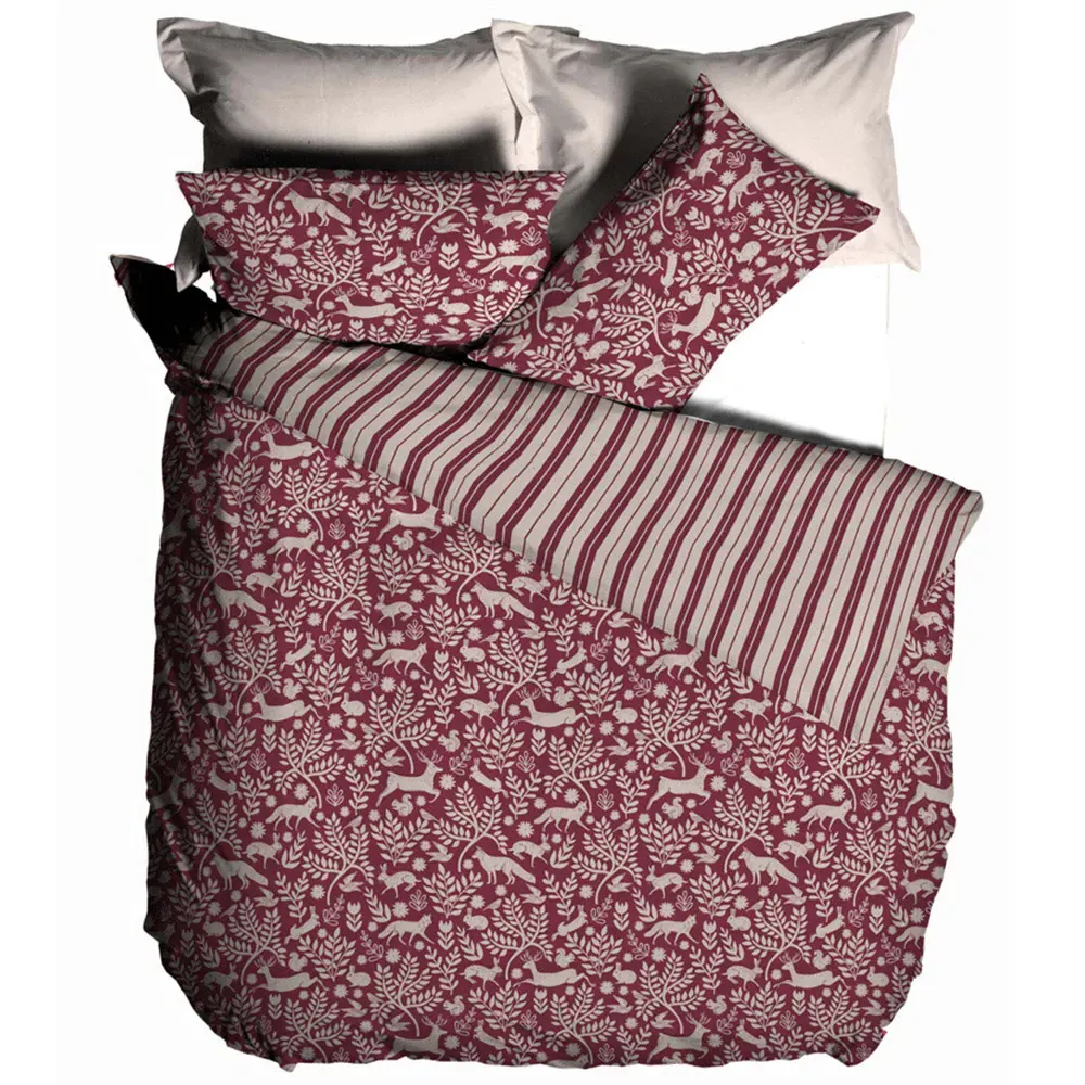 Skandi Super King Size Woodland Duvet Set - Multi, Brushed Cotton