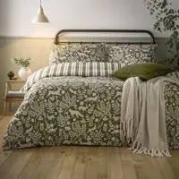 Skandi Woodland Double Duvet Set - Green, Brushed Cotton