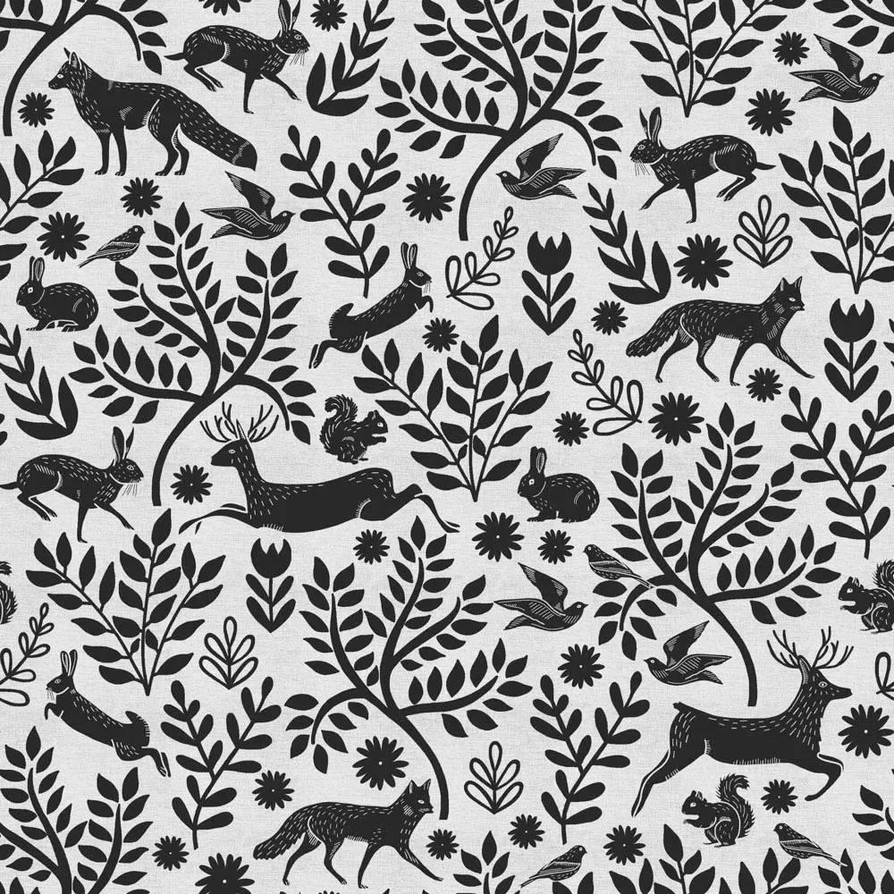 Skandi Woodland Double Duvet Set - Grey, Brushed Cotton