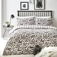 Skandi Woodland Single Duvet Set - Grey, Brushed Cotton