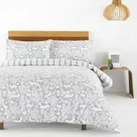Skandi Woodland Single Duvet Set - Grey, Brushed Cotton