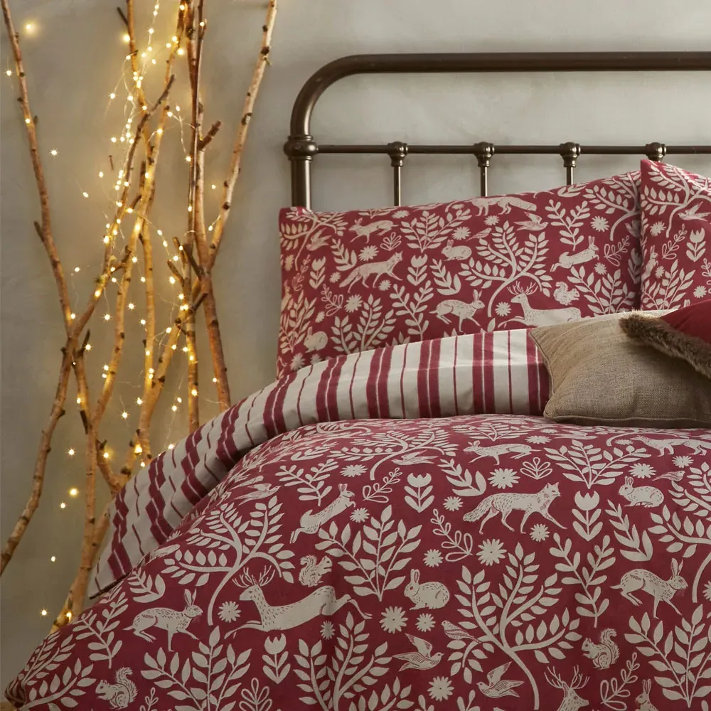Skandi Woodland Single Duvet Set - Multi, Brushed Cotton