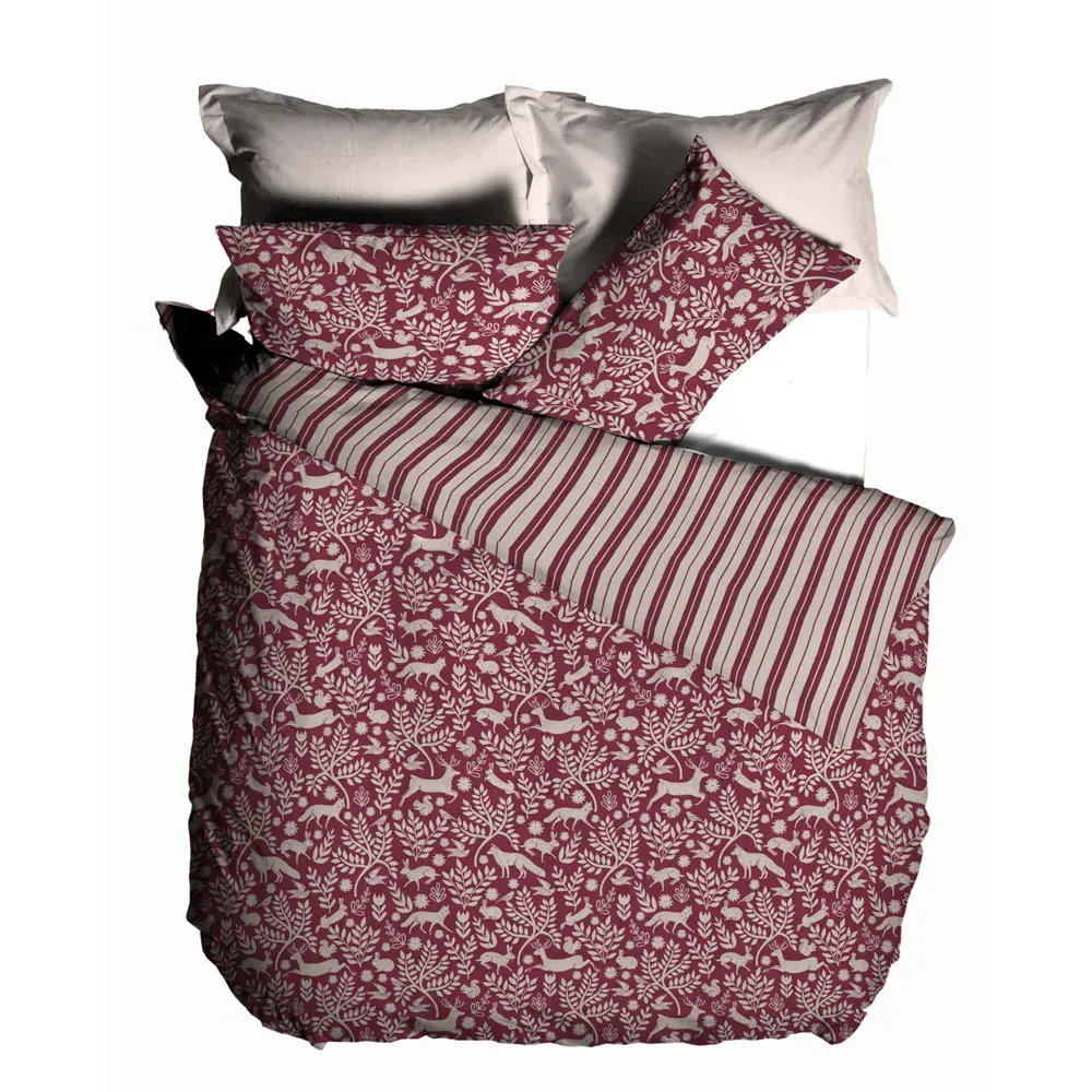 Skandi Woodland Single Duvet Set - Multi, Brushed Cotton