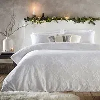 Snowflake Super King Size Duvet Cover Set - White, Cotton