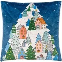 Snowy Village Tree Boucle Cushion - Multi, Polyester