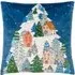 Snowy Village Tree Boucle Cushion - Multi, Polyester
