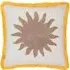 Sun Embroidered Cushion with Fringe - Yellow, Polyester