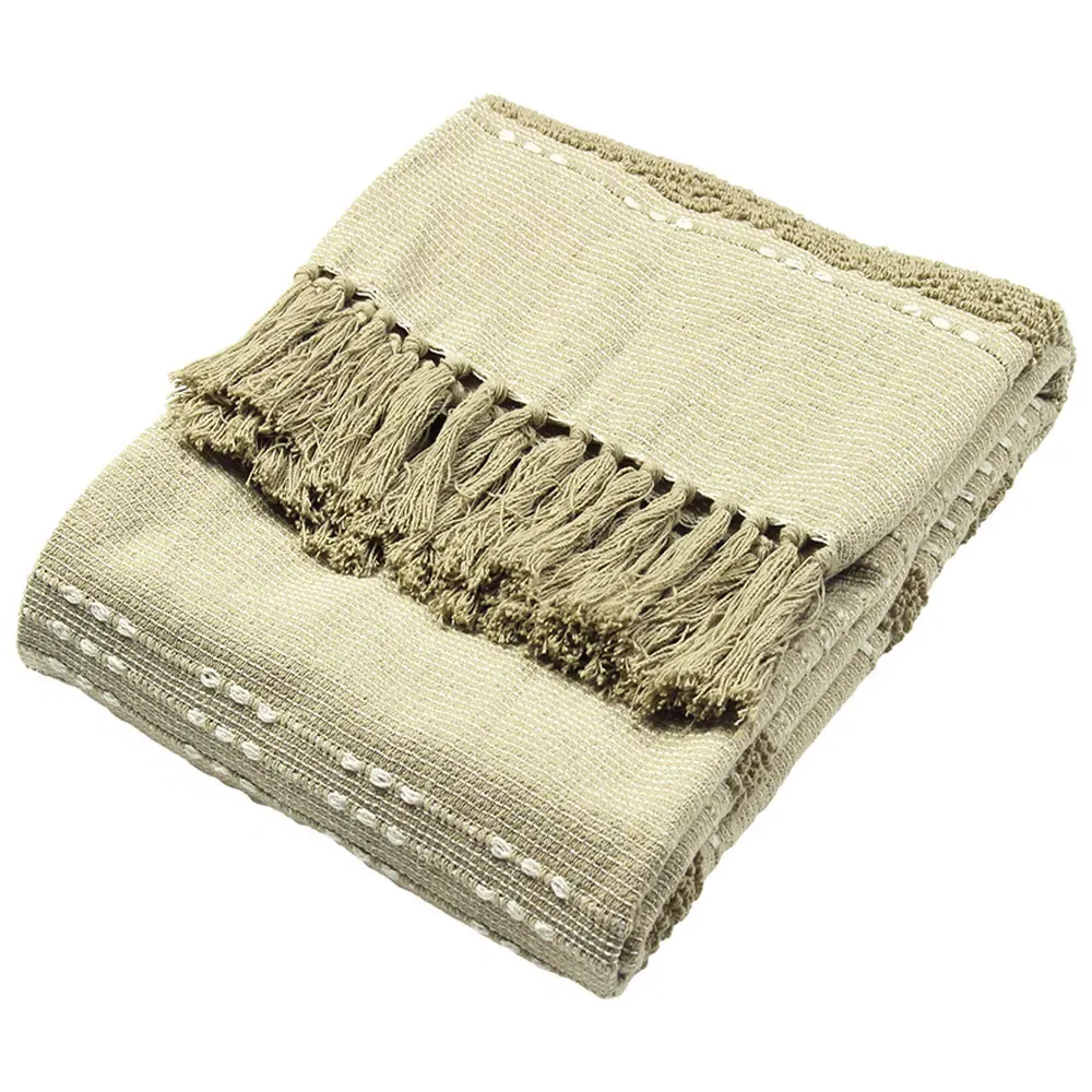 Sundown Woven Tufted Stripe Throw - Cream image