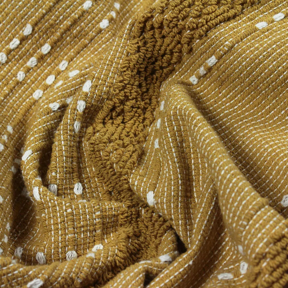 Sundown Woven Tufted Stripe Throw - Ochre