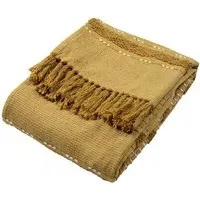 Sundown Woven Tufted Stripe Throw - Ochre