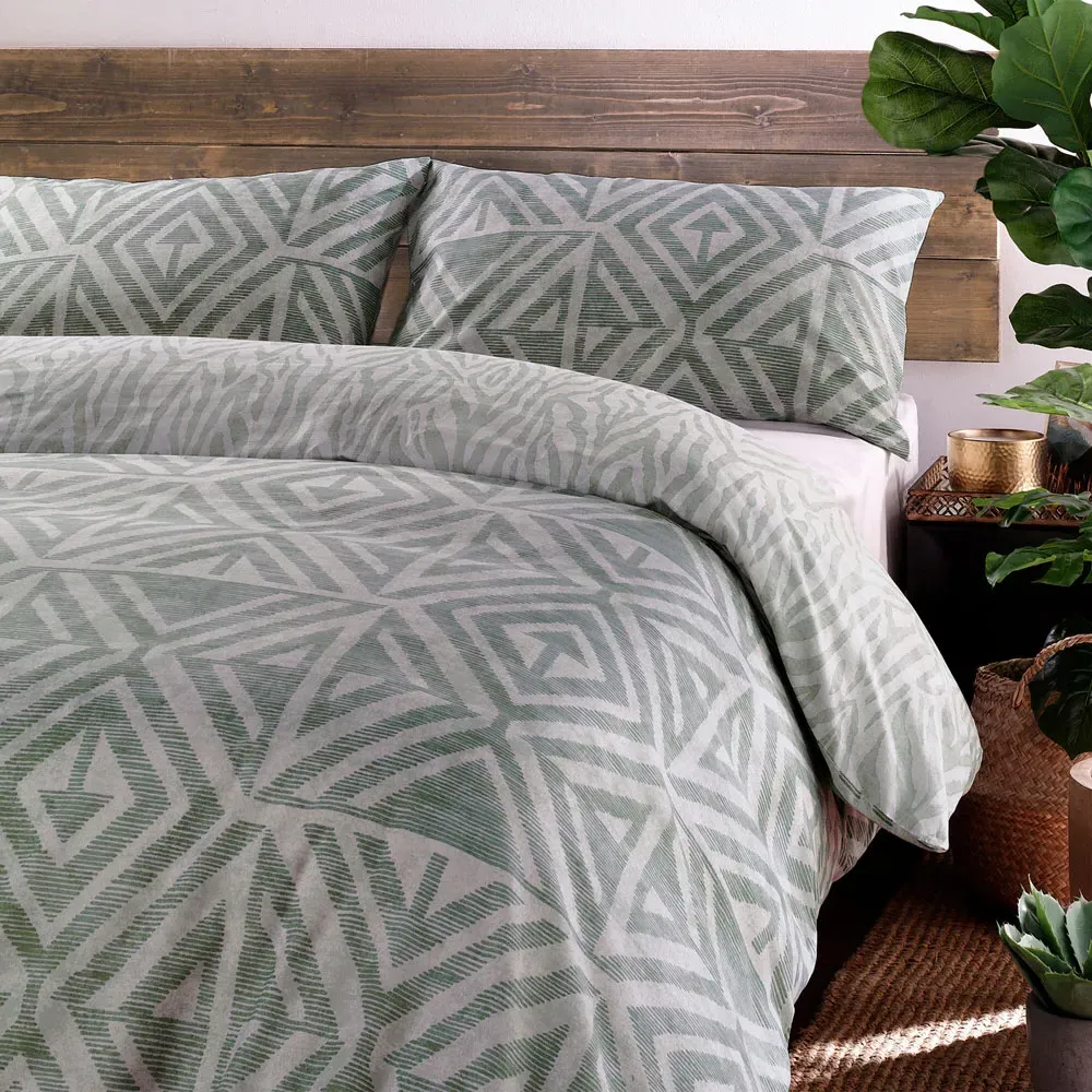 Tanza Double Duvet Set - Desert Sage, Polycotton