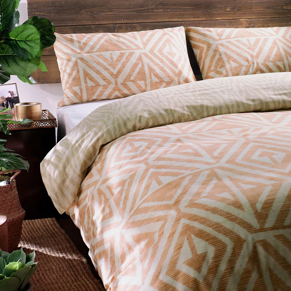 Tanza Super King Duvet Set - Terracotta