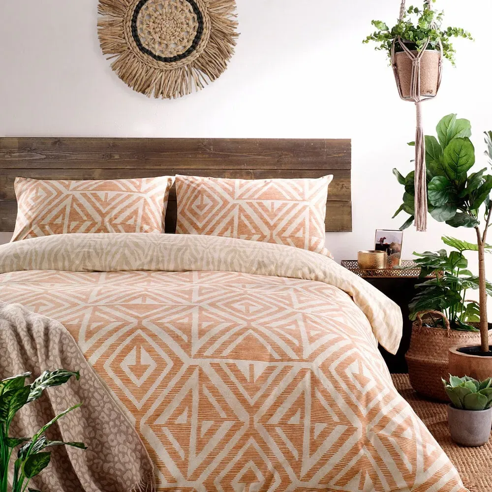 Tanza Super King Duvet Set - Terracotta