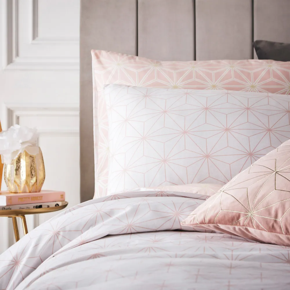 Tessellate Double Duvet Set - Blush and Gold