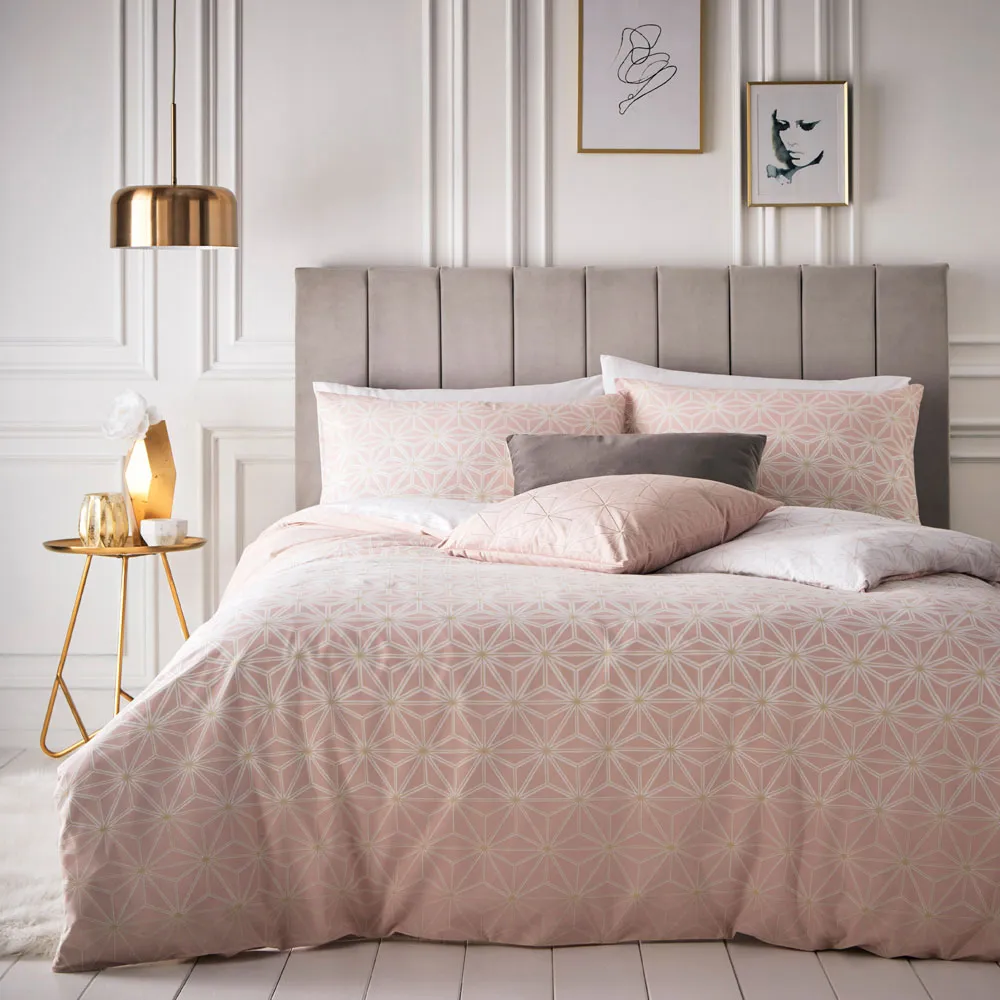 Tessellate Double Duvet Set - Blush and Gold image
