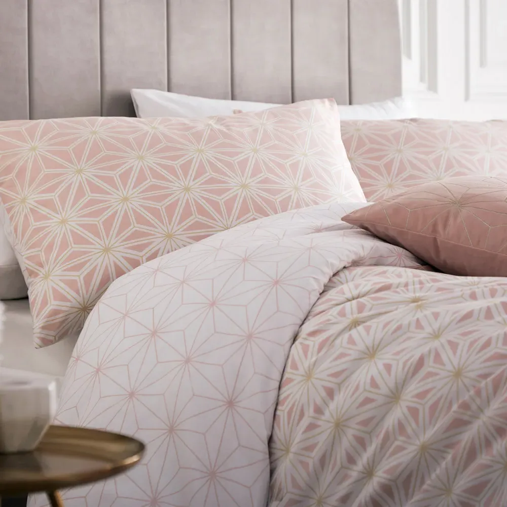Tessellate King Size Duvet Set - Blush and Gold