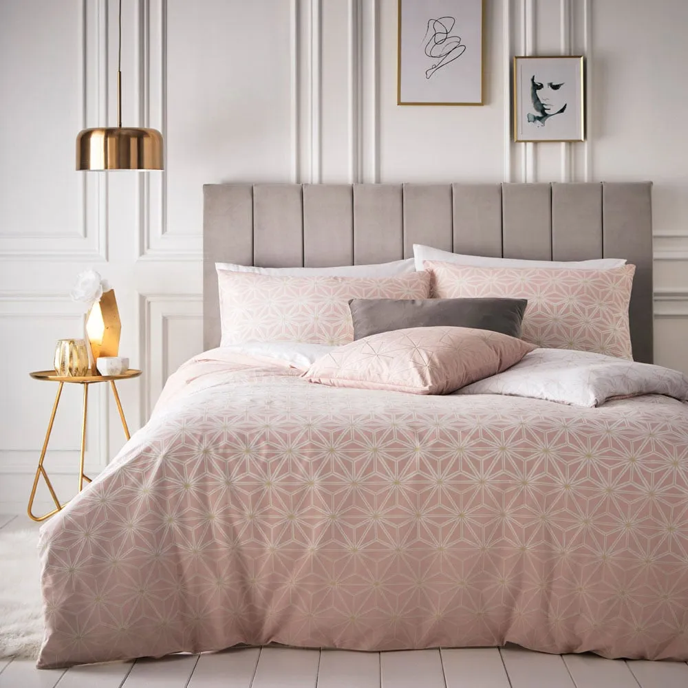 Tessellate King Size Duvet Set - Blush and Gold