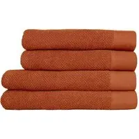 Textured Cotton Bath Towels and Sheets Set of 4 - Brown