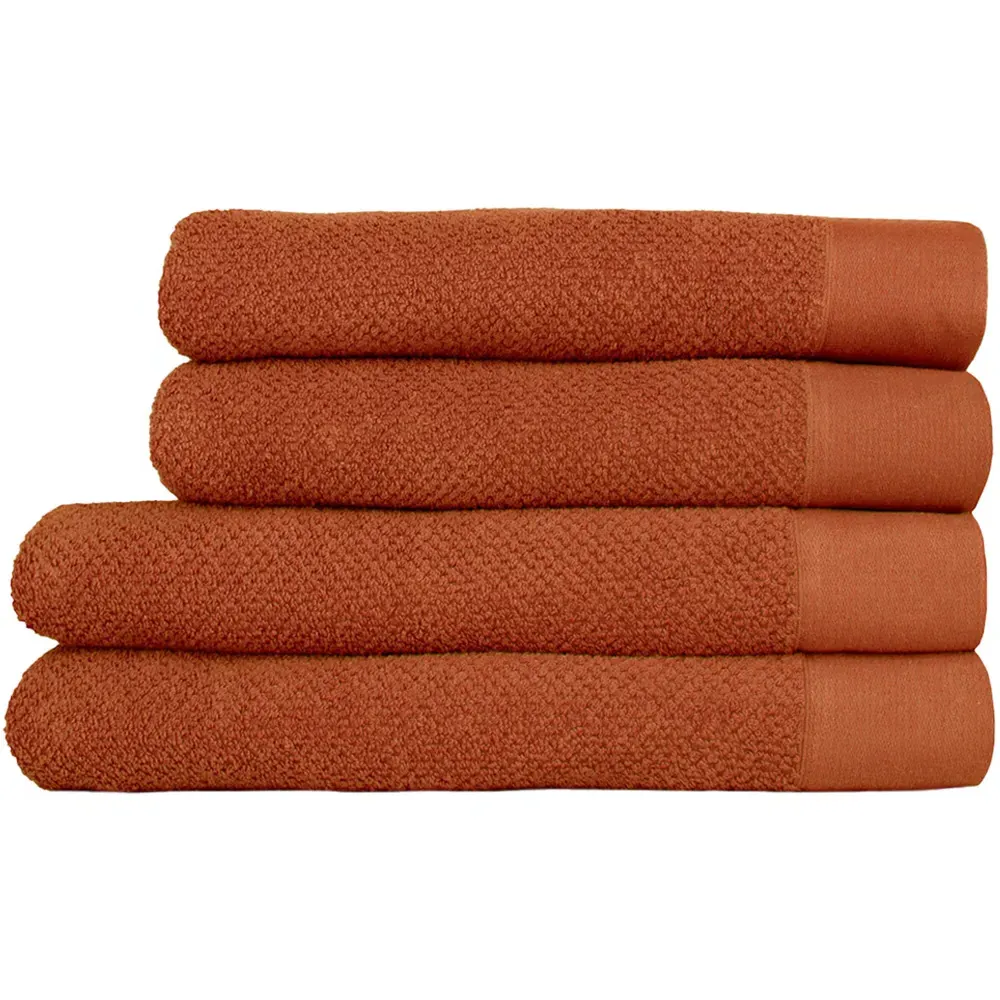 Textured Cotton Bath Towels and Sheets Set of 4 - Brown
