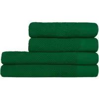 Textured Cotton Hand and Bath Towels Set of 4 - Green