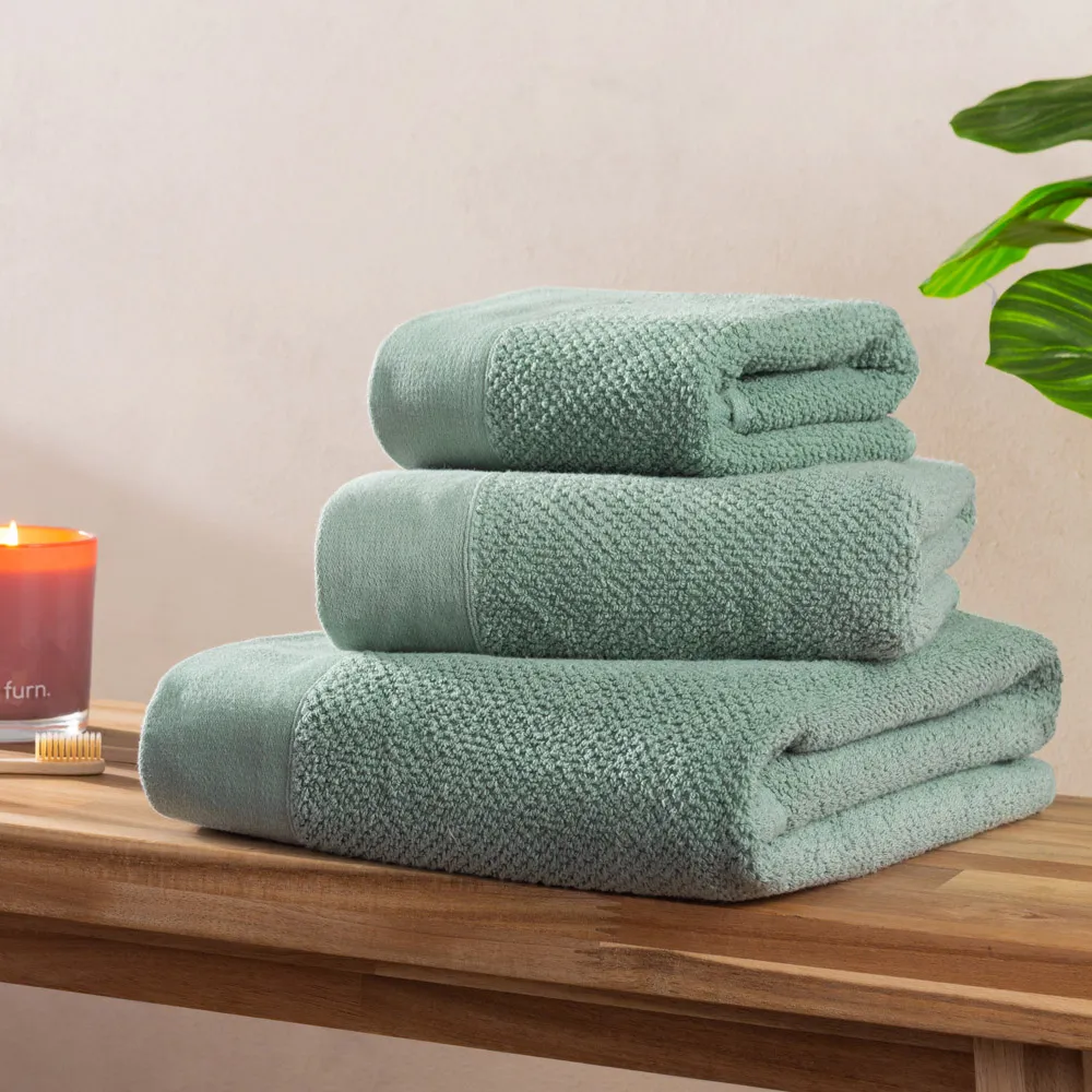 Textured Cotton Hand and Bath Towels Set of 4 - Green
