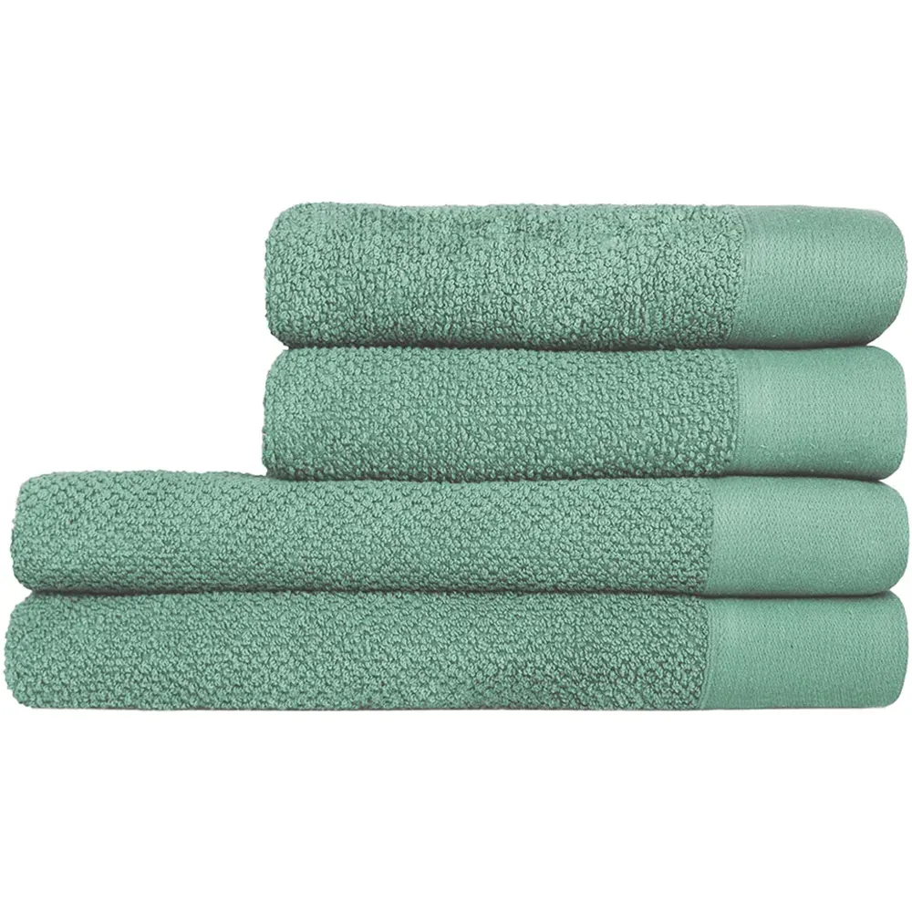 Textured Cotton Hand and Bath Towels Set of 4 - Green