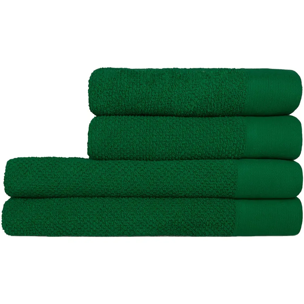 Textured Cotton Hand and Bath Towels Set of 4 - Green image