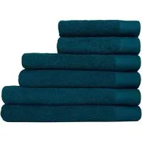 Textured Cotton Hand and Bath Towels Set of 6 - Blue