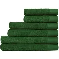 Textured Cotton Hand and Bath Towels Set of 6 - Green