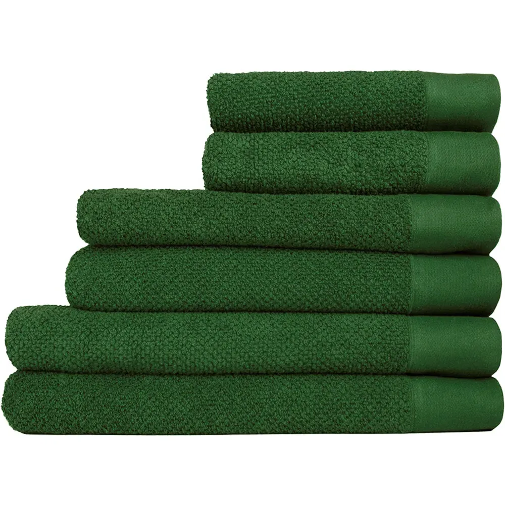 Textured Cotton Hand and Bath Towels Set of 6 - Green