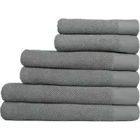 Textured Cotton Hand and Bath Towels Set of 6 - Grey