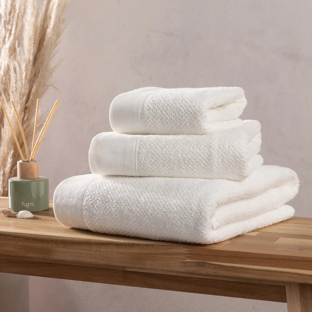 Textured Cotton Hand and Bath Towels Set of 6 - White