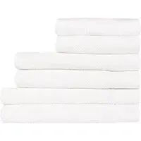 Textured Cotton Hand and Bath Towels Set of 6 - White