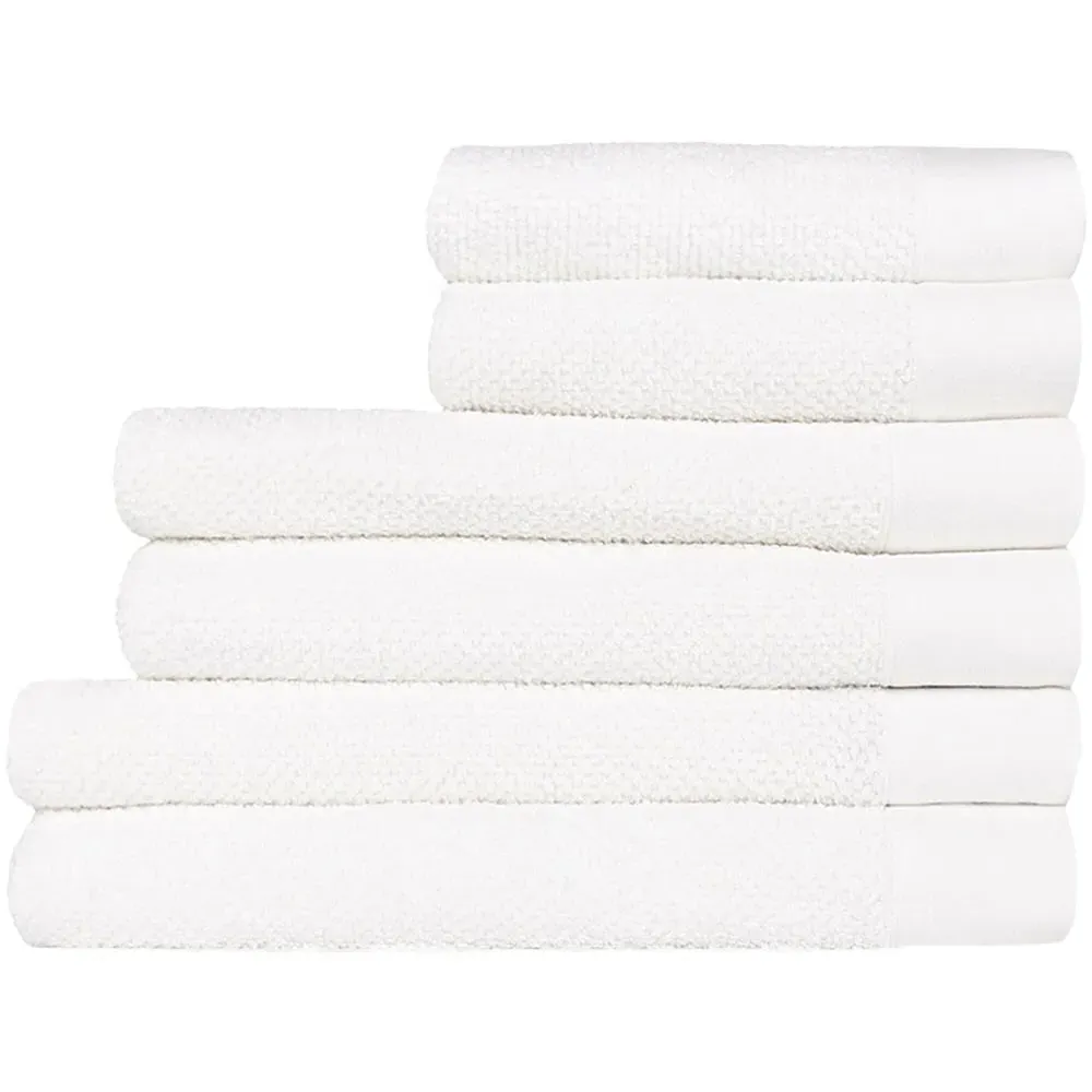 Textured Cotton Hand and Bath Towels Set of 6 - White