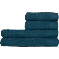Textured Cotton Hand Towels and Bath Sheets Set of 4 - Blue