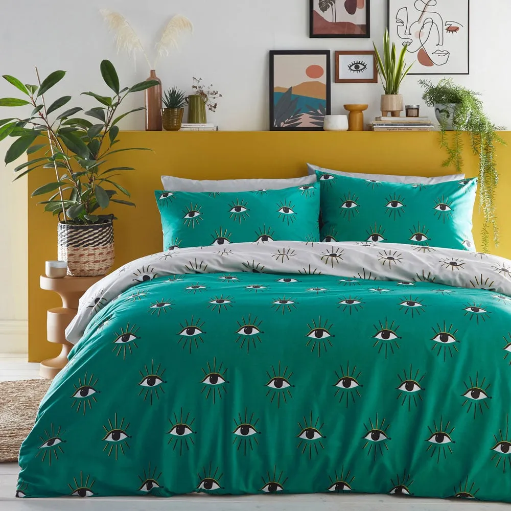 Theia King Size Duvet Set - Green, Polycotton