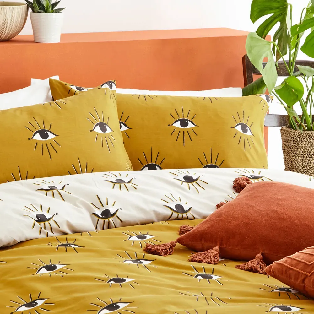 Theia King Size Duvet Set - Orange, Polycotton