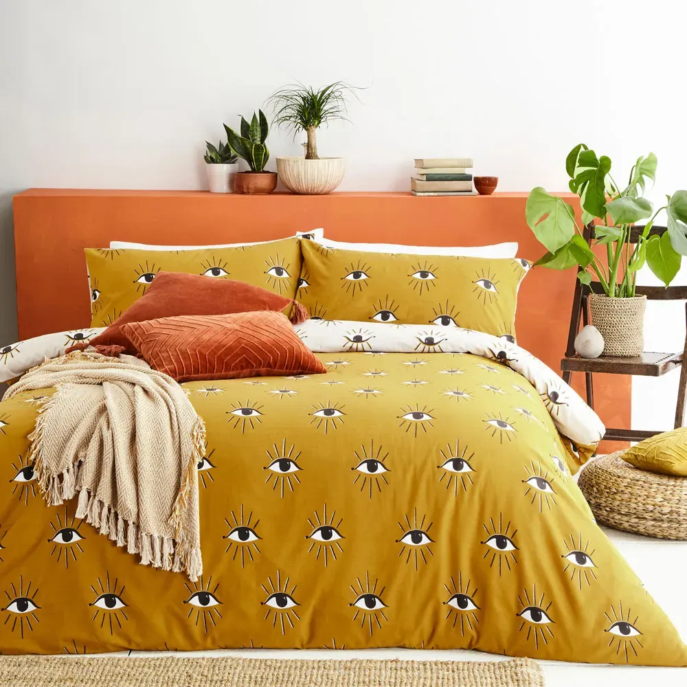 Theia King Size Duvet Set - Orange, Polycotton