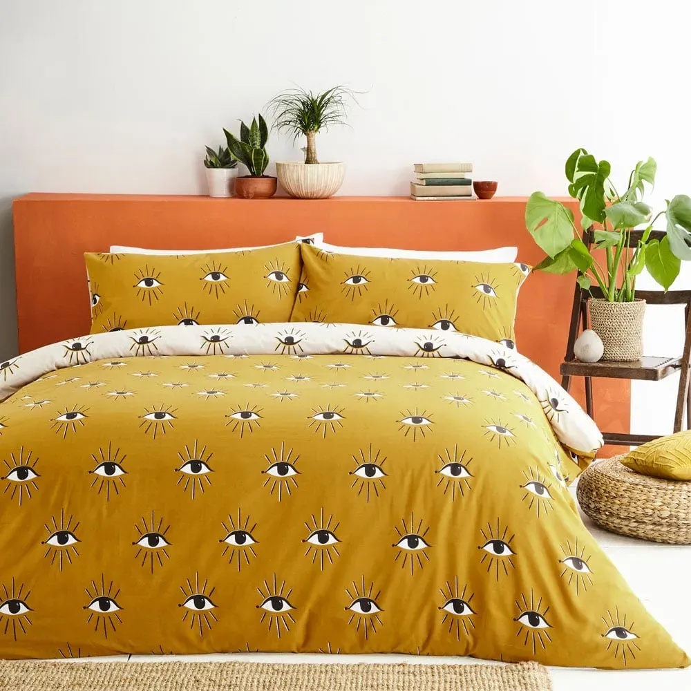 Theia King Size Duvet Set - Orange, Polycotton
