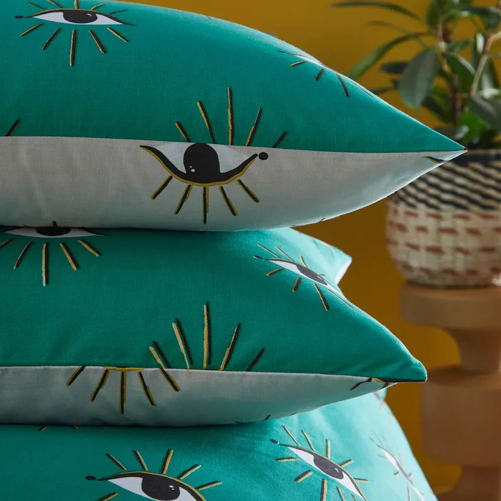 Theia Super King Duvet Set - Jade, Polycotton