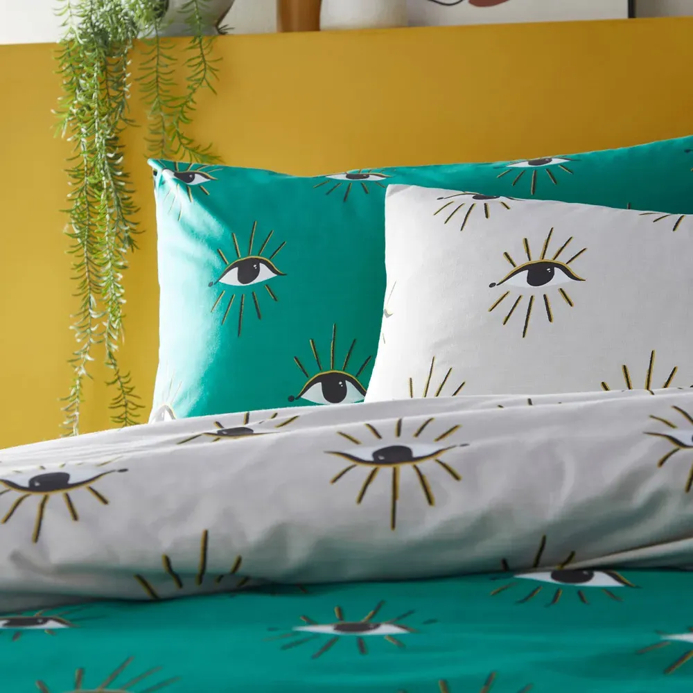 Theia Super King Duvet Set - Jade, Polycotton